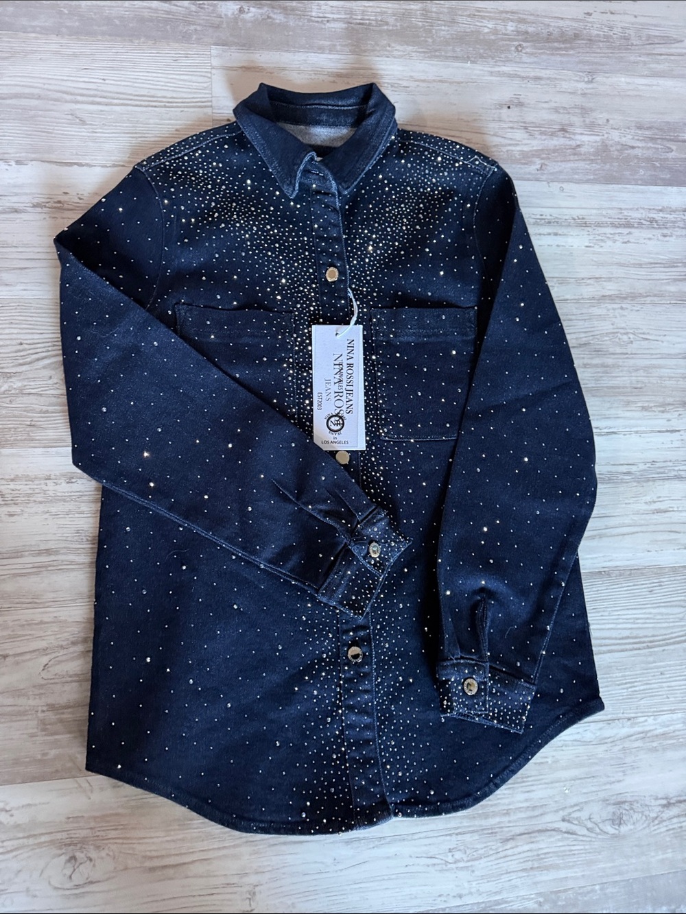 Rina Rossi Black Studded Button-Down Shirt